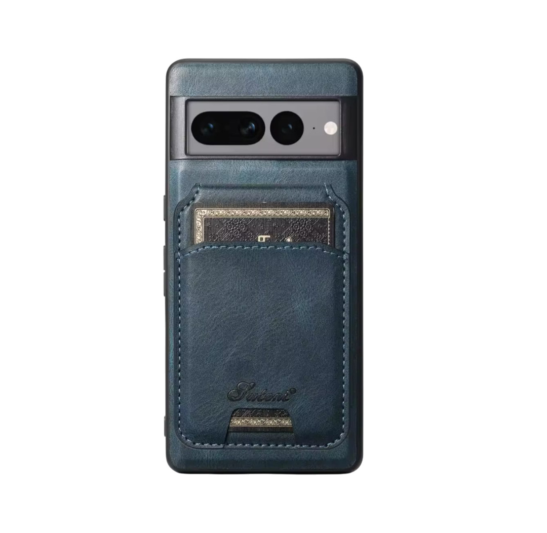 Funda de cuero para carga inalámbrica + Tarjetero