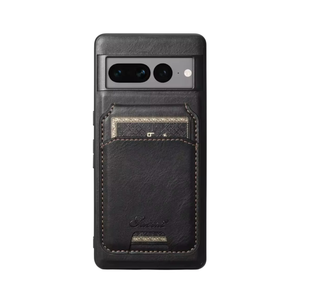 Funda de cuero para carga inalámbrica + Tarjetero