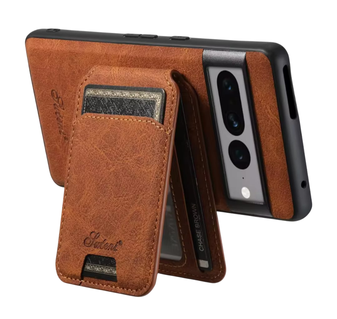 Funda de cuero para carga inalámbrica + Tarjetero