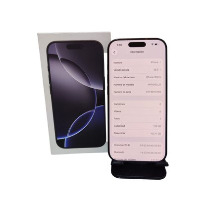 iphone 16 Pro 128GB - Batería 93% | Libre de Fábrica (eSIM) Seminuevo